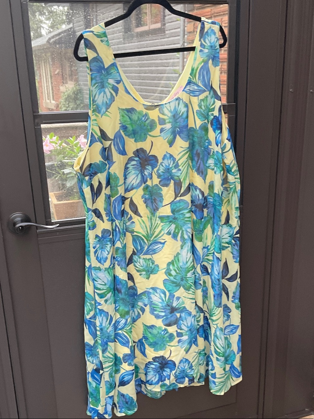 Penningtons Yellow Floral Midi Dress with Blue & Green Print